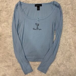 Streetwear Society Cheers To You Blue Ribbed Long Sleeve